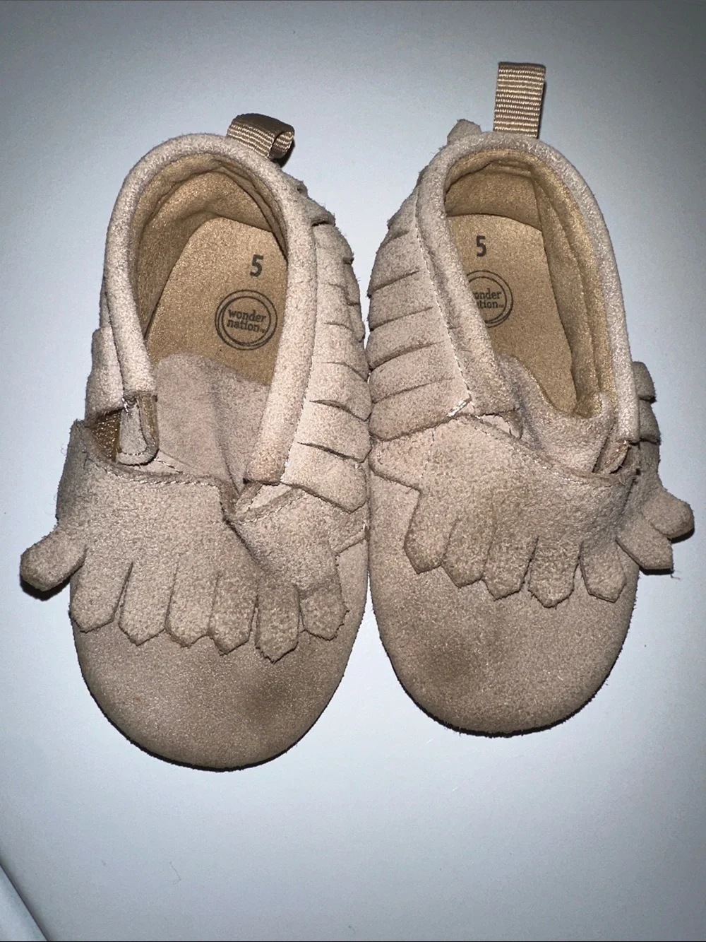 Toddler Fringe Moccasin Boots in Light Taupe 5